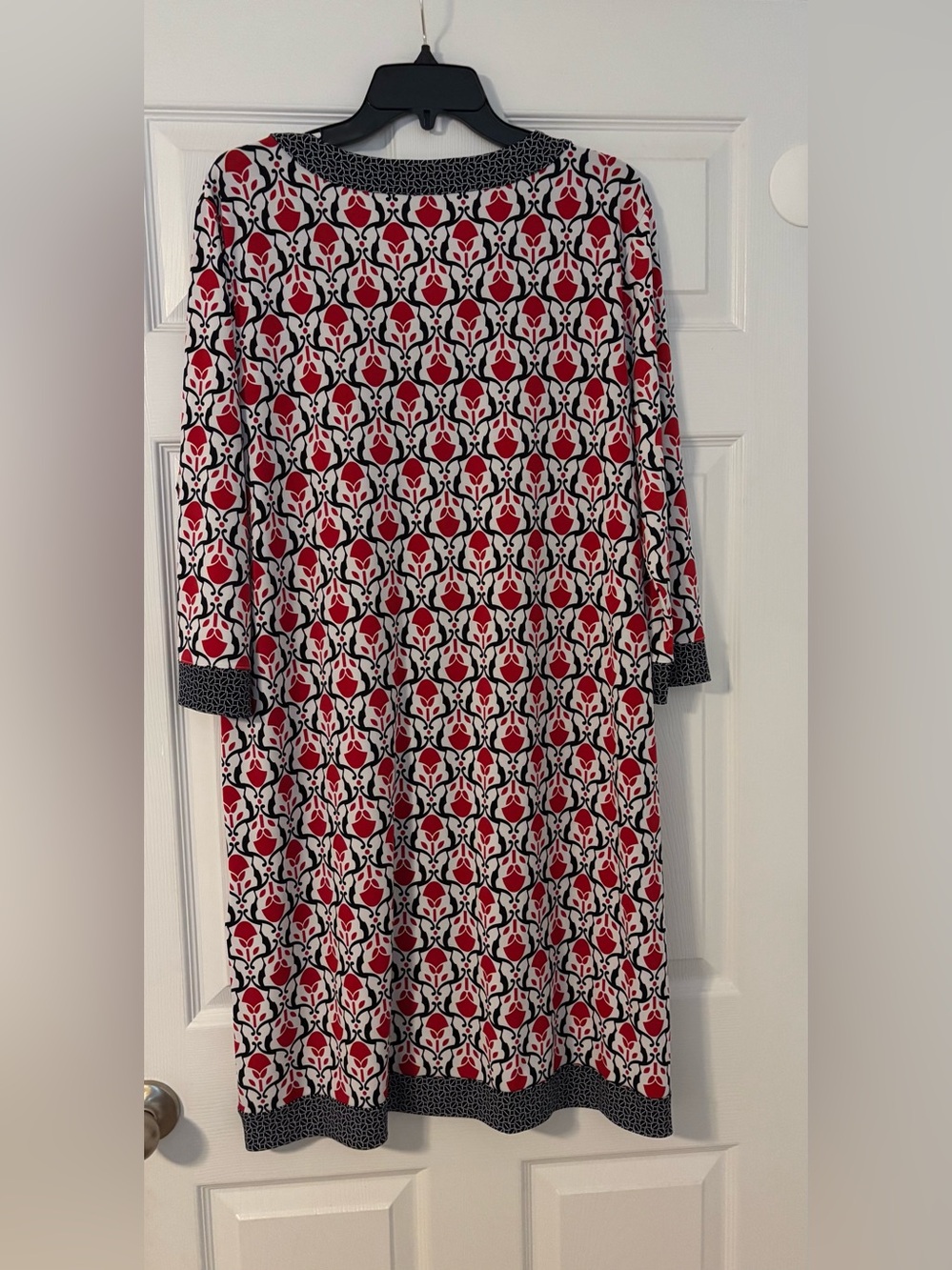 346 Brooks Brothers 3/4 Sleeve V Neck Below Knee Dress Red/White/Blue Women’s XL - Picture 2 of 2